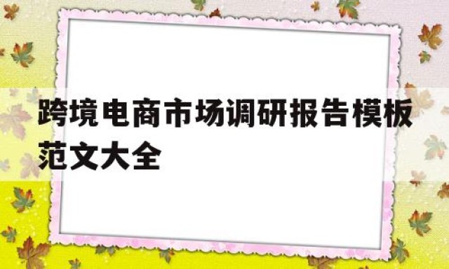 跨境电商市场调研报告模板范文大全